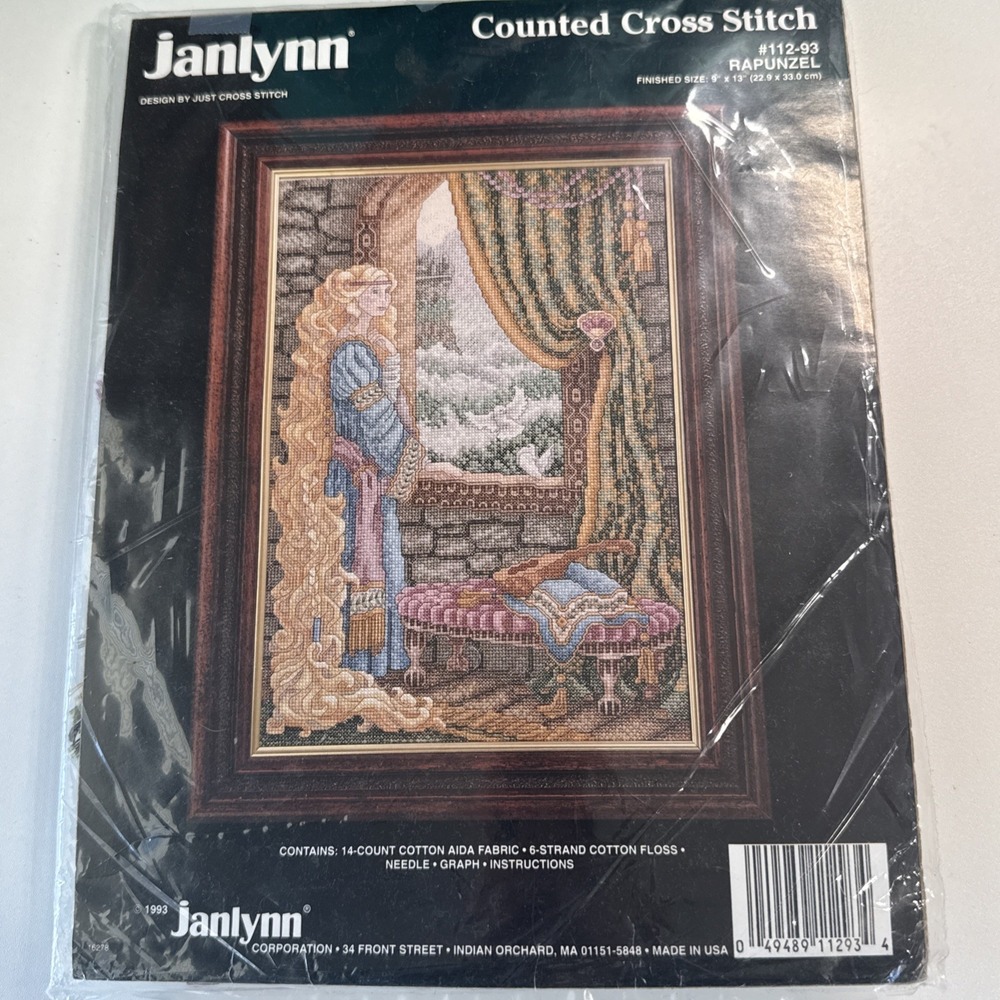 Janlynn Rapunzel Counted Cross Stitch Medieval Tapestry Sewing Kit Vintage 1993